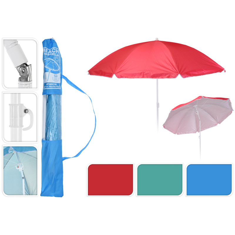 Parasol de plage inclinable rouge Ø 155 cm