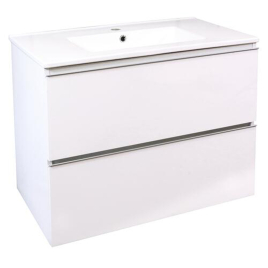 Meuble de salle de bain deux tiroirs avec vasque Trendy blanc brillant 80 cm ONDEE