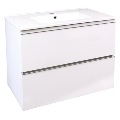 Meuble de salle de bain deux tiroirs avec vasque Trendy blanc brillant 80 cm ONDEE