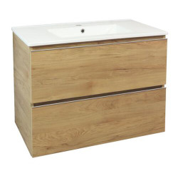 Meuble de salle de bain deux tiroirs avec vasque Trendy bois 80 cm ONDEE