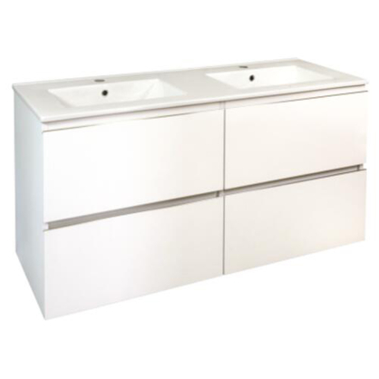 Meuble de salle de bain quatre tiroirs avec vasque Trendy blanc mat 120 cm ONDEE