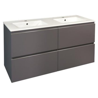 Meuble de salle de bain quatre tiroirs avec vasque Trendy gris mat 120 cm ONDEE