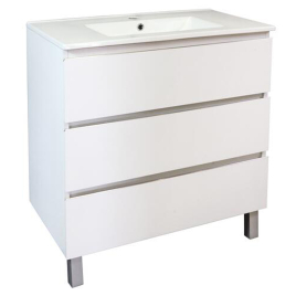 Meuble de salle de bain trois tiroirs avec vasque Trendy blanc mat 80 cm ONDEE