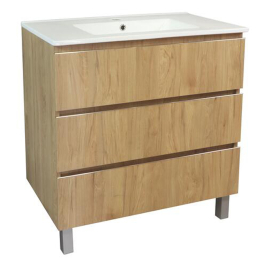 Meuble de salle de bain trois tiroirs avec vasque Trendy bois 80 cm ONDEE