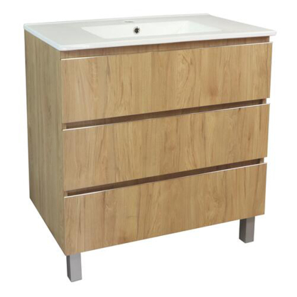 Meuble de salle de bain trois tiroirs avec vasque Trendy bois 80 cm ONDEE