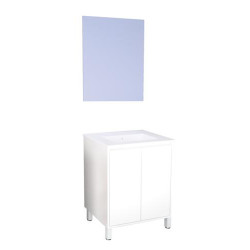 Ensemble de salle de bain deux portes avec miroir suspendu Belis blanc 60 cm ONDEE