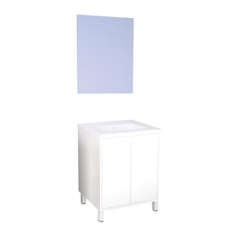 Ensemble de salle de bain deux portes avec miroir suspendu Belis blanc 60 cm ONDEE