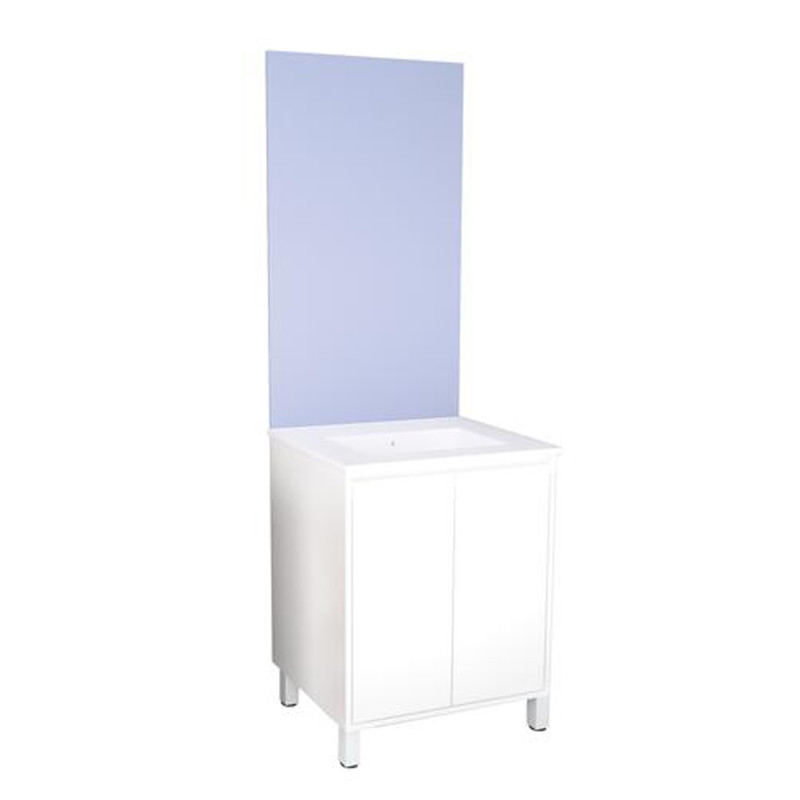 Ensemble de salle de bain deux portes avec miroir affleurant Belis blanc 60 cm ONDEE