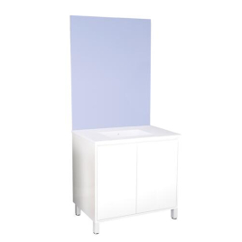 Ensemble de salle de bain deux portes avec miroir affleurant Belis blanc 80 cm ONDEE