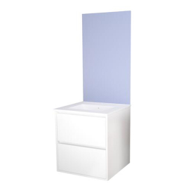 Ensemble de salle de bain deux tiroirs avec miroir affleurant Belis blanc 60 cm ONDEE