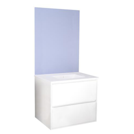 Ensemble de salle de bain deux tiroirs avec miroir affleurant Belis blanc 80 cm ONDEE