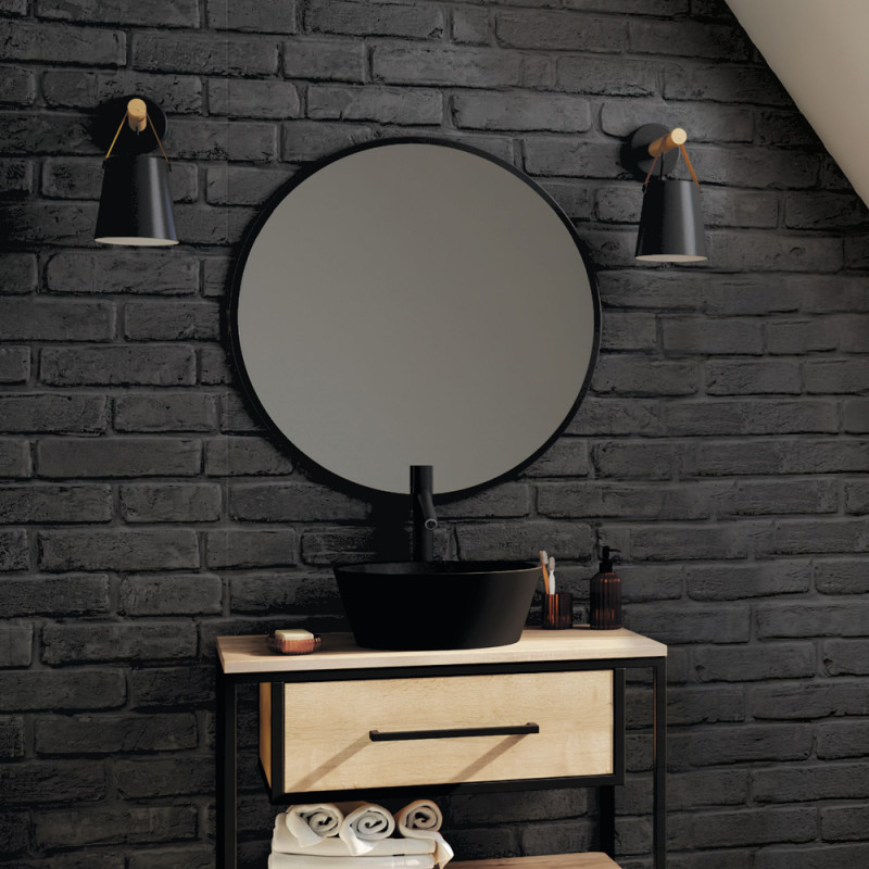 Miroir Cobalto noir Ø 75 cm ALLIBERT