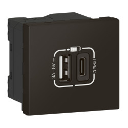 Prise chargeur USB A + C 2 modules Mosaic DLP + clip noir LEGRAND