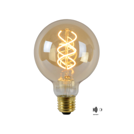 Ampoule à filament LED G95 Twilight Sensor ambrée Ø 6,4 cm E27 4 W LUCIDE