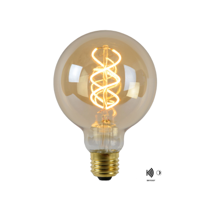 Ampoule à filament LED G95 Twilight Sensor ambrée Ø 6,4 cm E27 4 W LUCIDE