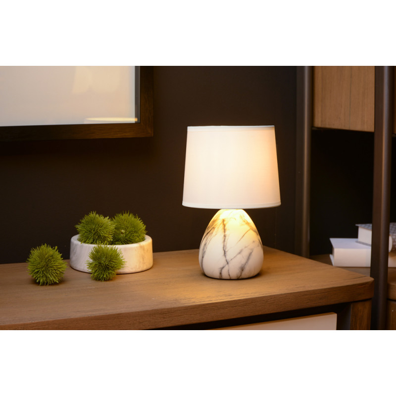 Lampe de table Marmo blanche Ø 16 cm E14 40 W LUCIDE