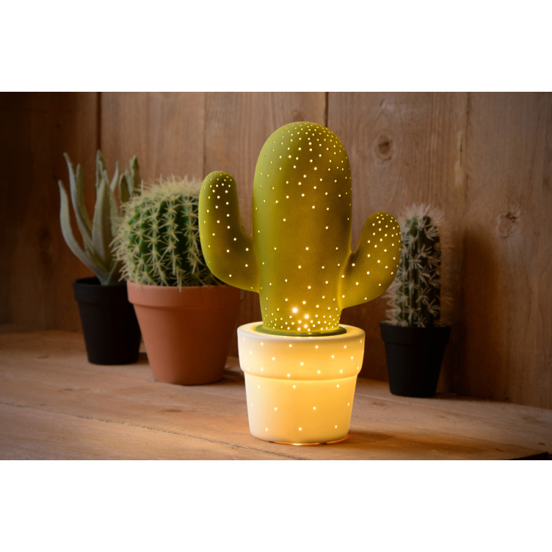 Lampe de table Cactus verte E14 25 W LUCIDE