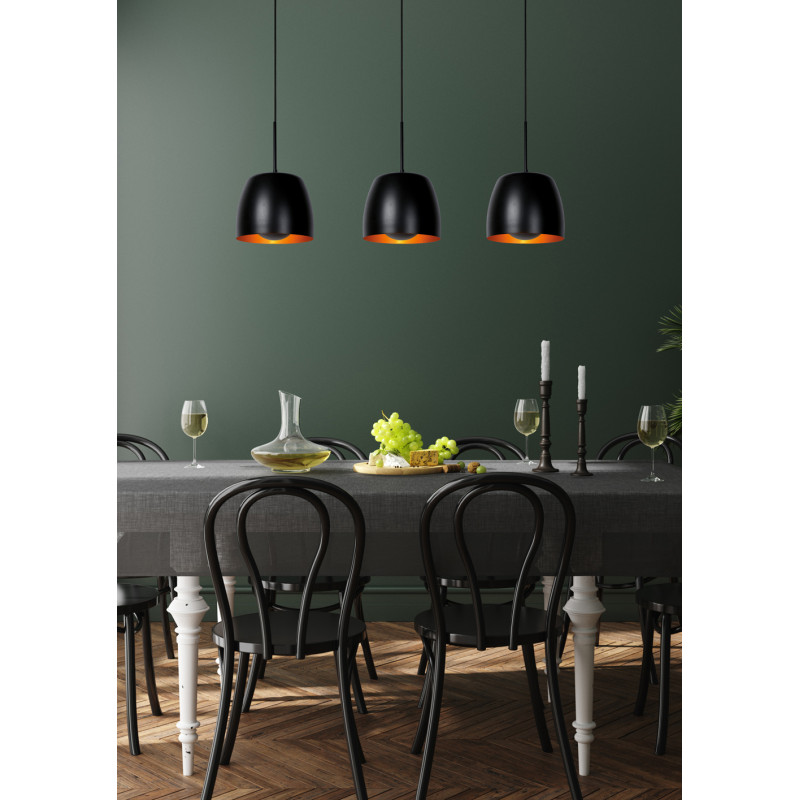Suspension Nolan noire E27 3 × 40 W LUCIDE Suspension Nolan noire E27 3 × 40 W LUCIDE