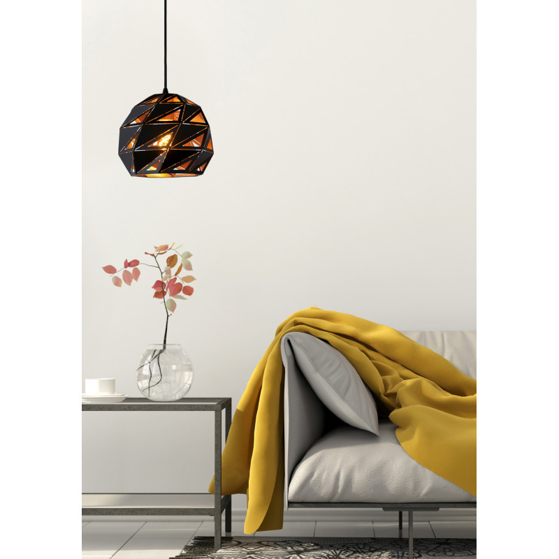Suspension Malunga noire Ø 25 cm E27 60 W LUCIDE Suspension Malunga noire Ø 25 cm E27 60 W LUCIDE