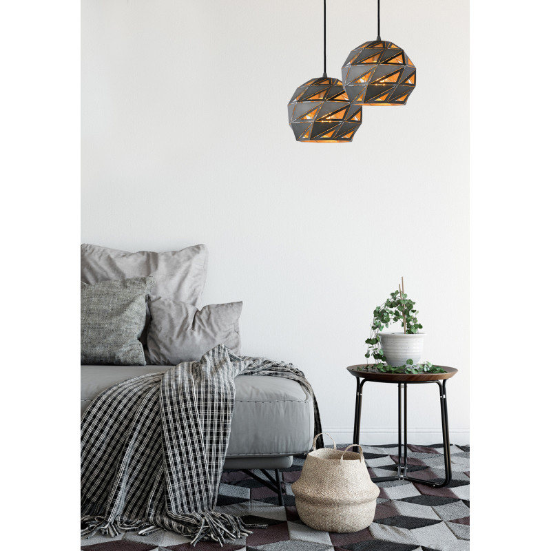 Suspension Malunga grise Ø 25 cm E27 60 W LUCIDE Suspension Malunga grise Ø 25 cm E27 60 W LUCIDE