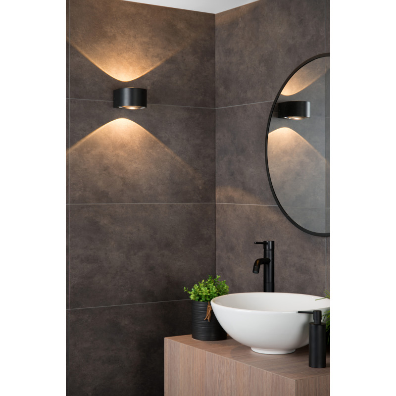 Spot mural LED pour salle de bain Rayen noir 12 W LUCIDE