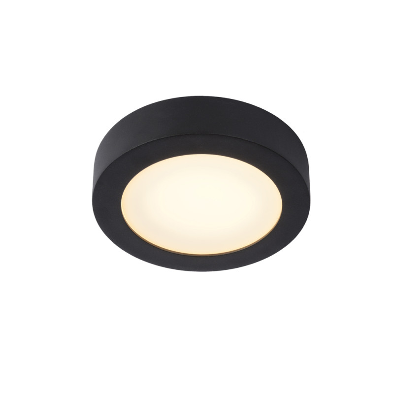 Plafonnier salle de bain LED rond BRICE (D12cm) en aluminium noir