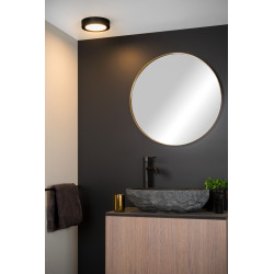 Plafonnier LED pour salle de bain Brice noir dimmable Ø 18 cm 11 W LUCIDE