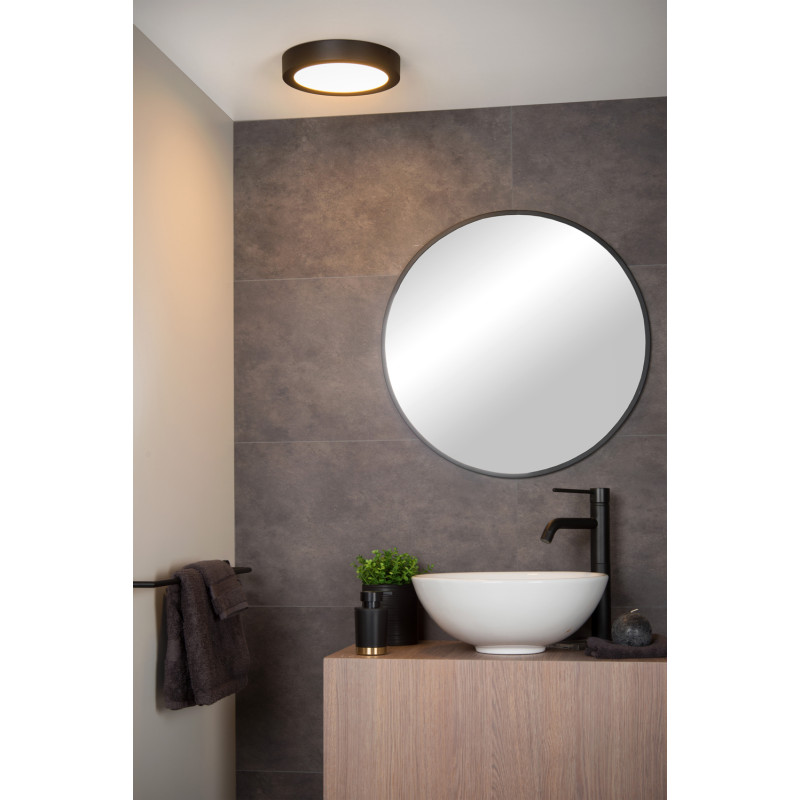 Plafonnier LED pour salle de bain Brice noir dimmable Ø 24 cm 15 W LUCIDE
