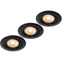 Spot encastrable LED Focus noir dimmable Ø 8,1 cm GU10 3 × 5 W LUCIDE