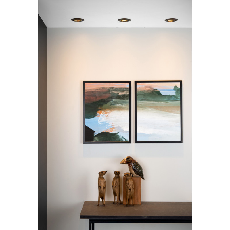 Spot encastrable LED Focus noir dimmable Ø 8,1 cm GU10 3 × 5 W LUCIDE