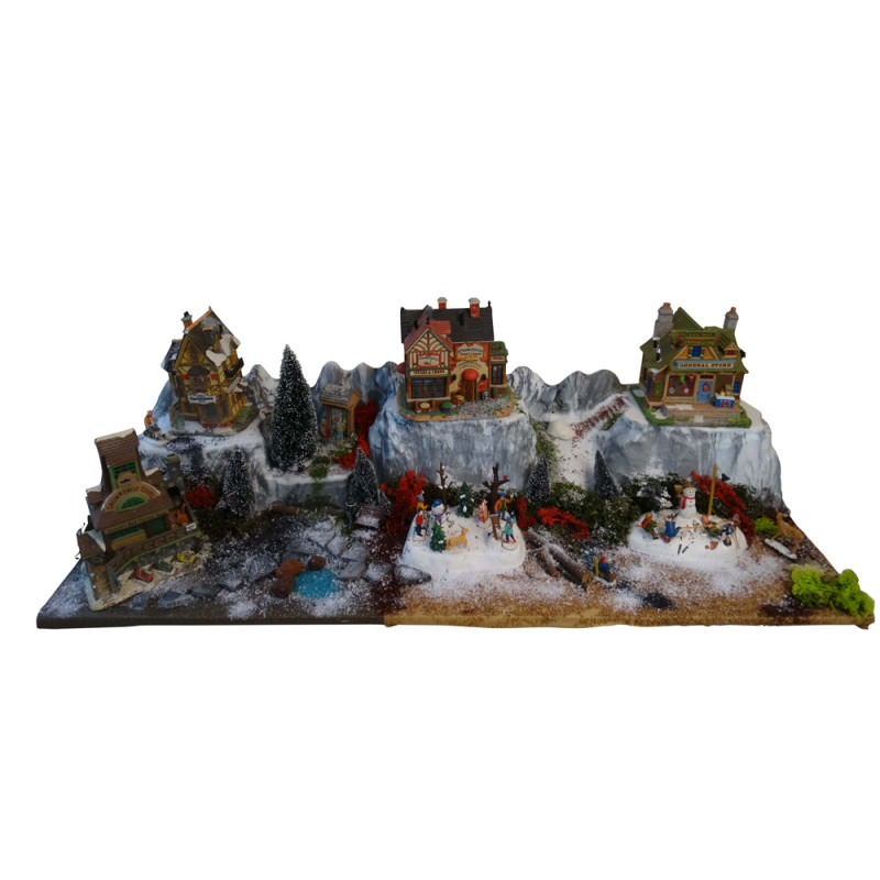 Base de village de Noël Longhorn 120 × 22 cm – Décoration festive