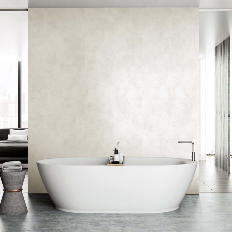 Panneau de douche en PVC Ciment clair 260 x 40 cm 2 pièces DUMAWALL XL