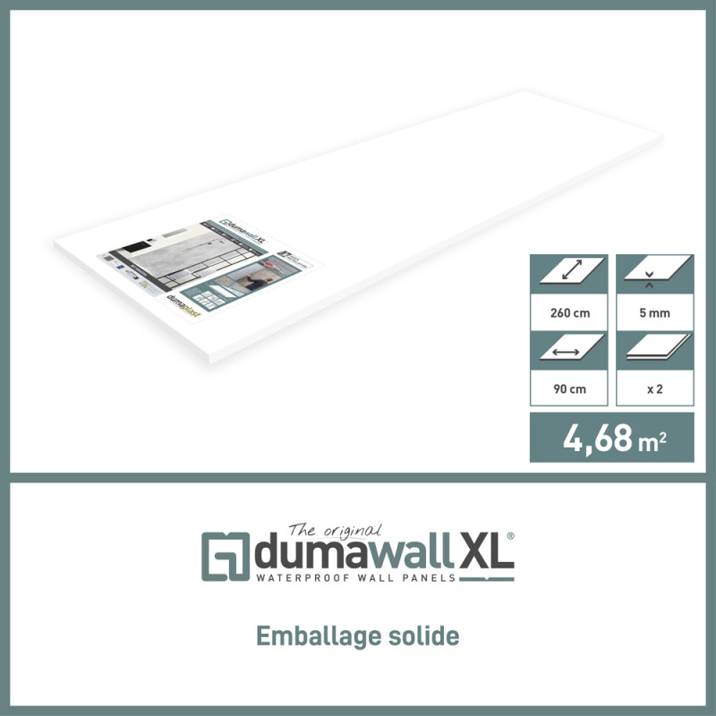 Panneau de douche en PVC Blanc 260 x 90 cm 2 pièces DUMAWALL XL