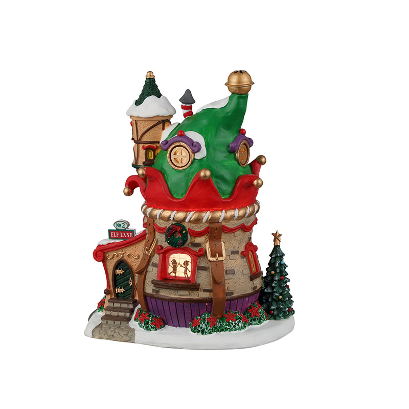 Maison d'elfe lumineuse avec bonnet vert LEMAX