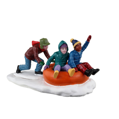Figurine trio d'enfants en bouée tractée LEMAX