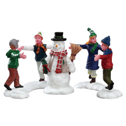 Set de figurines ronde autour d'un bonhomme de neige 3 pièces LEMAX