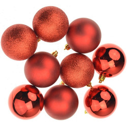 Boule de Noël en plastique Ø 6 cm rouge 9 pièces