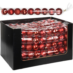 Boule de Noël en plastique Ø 6 cm rouge 9 pièces