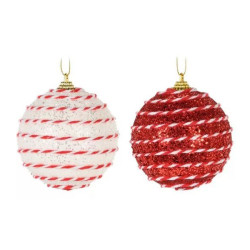 Boule de Noël en mousse Ø 8 cm blanche et rouge