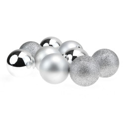 Boule de Noël en plastique Ø 6 cm argentée 9 pièces