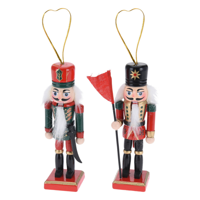Set de figurines Casse noisette en bois à suspendre 12 cm 2 pièces