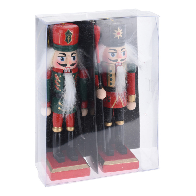 Set de figurines Casse noisette en bois à suspendre 12 cm 2 pièces Set de figurines Casse noisette en bois à suspendre 12 cm 2 pièces