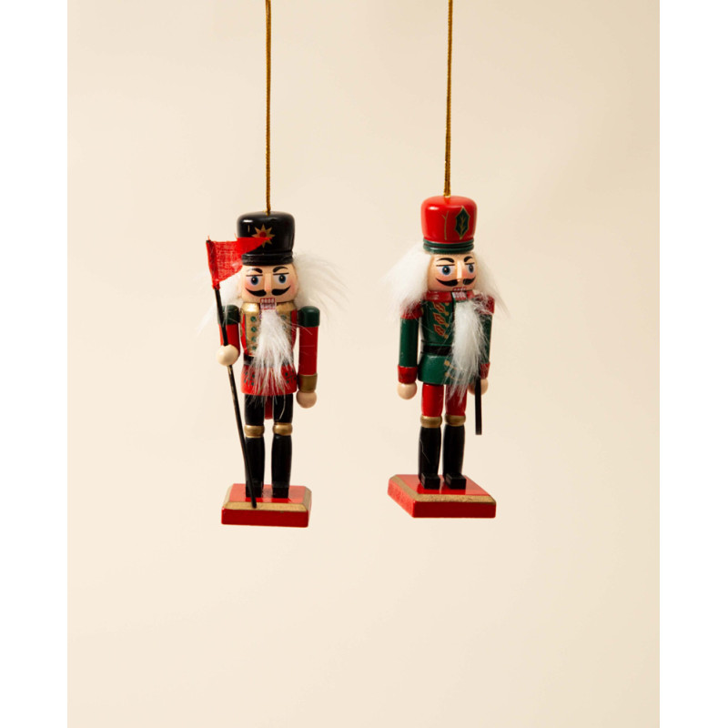 Set de figurines Casse noisette en bois à suspendre 12 cm 2 pièces Set de figurines Casse noisette en bois à suspendre 12 cm 2 pièces