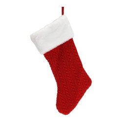 Chaussette de Noël en tricot rouge à suspendre 40 cm