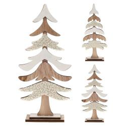 Sapin en bois avec fausse fourrure peluche 30 cm