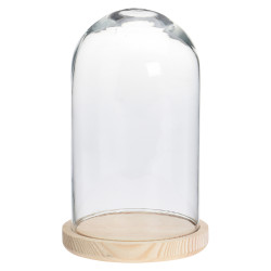 Cloche en verre avec socle en bois Ø 14 x 28 cm 2 pièces