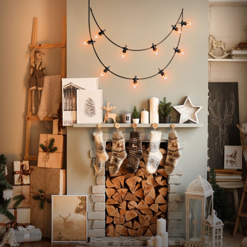 Guirlande de Noël intérieure et extérieure Lampe Flamme LED blanc chaud 5,5 m Guirlande de Noël intérieure et extérieure Lampe Flamme LED blanc chaud 5,5 m
