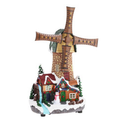 Scène de Noël avec moulin à vent animée LED