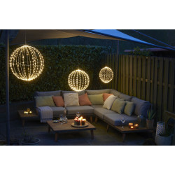 Sphère en fer noire LED blanc chaud Ø 40 cm
