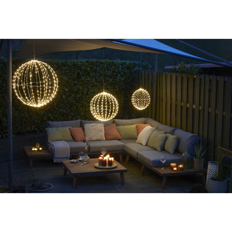 Sphère en fer noire LED blanc chaud Ø 50 cm